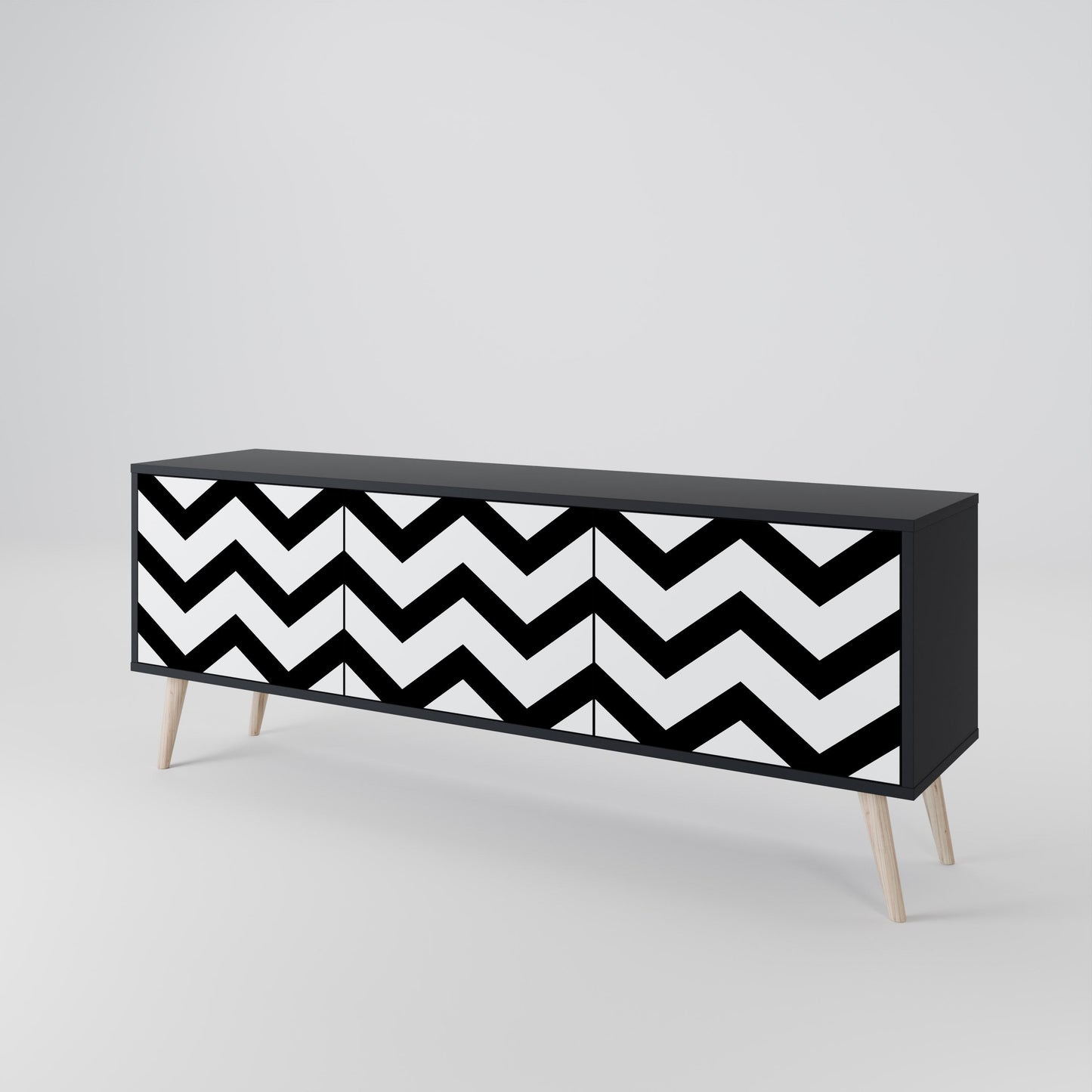 Mobile TV CLASSIC ZIG ZAG a 3 ante con finitura nera