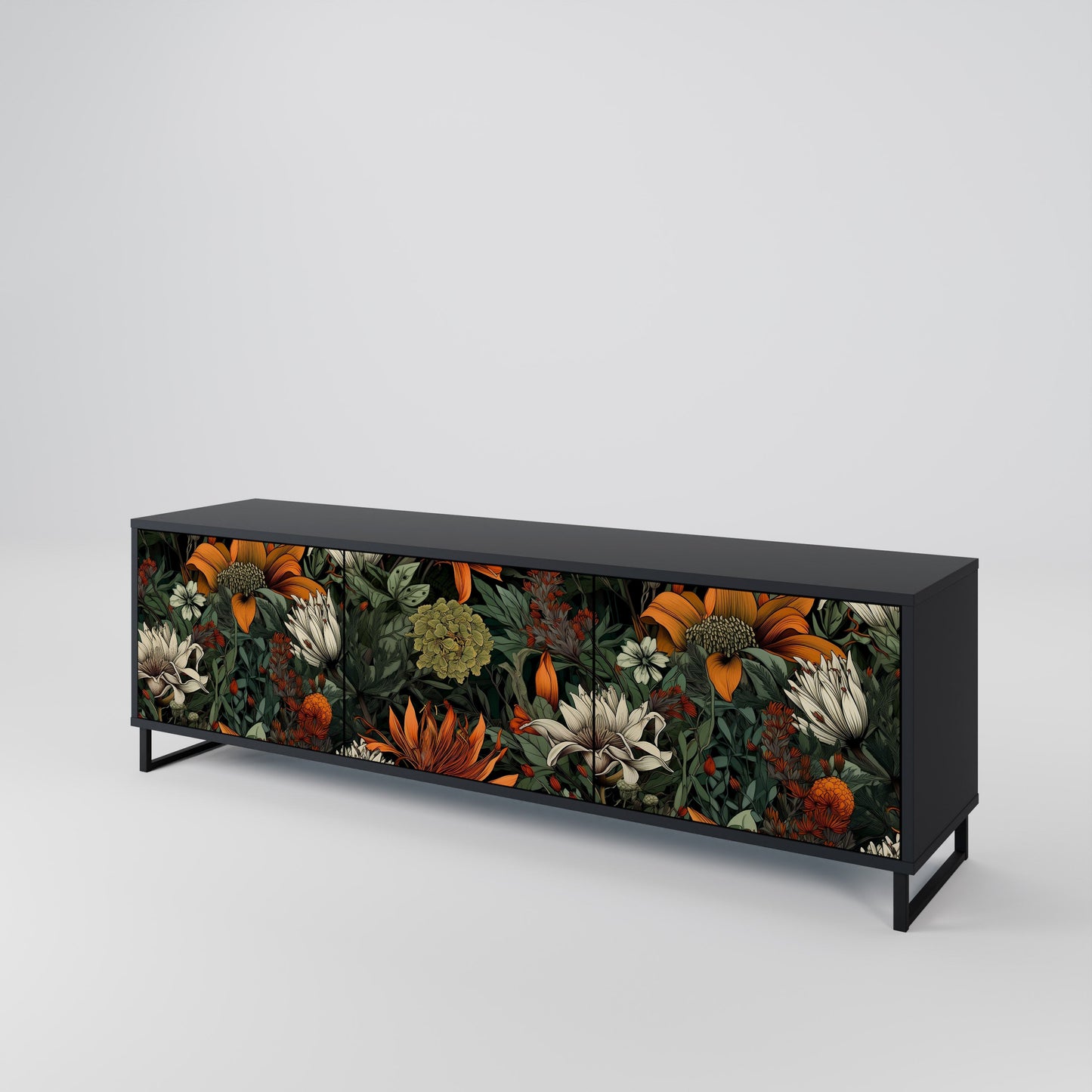 Mobile TV a 3 ante MIDNIGHT SPROUT con finitura nera