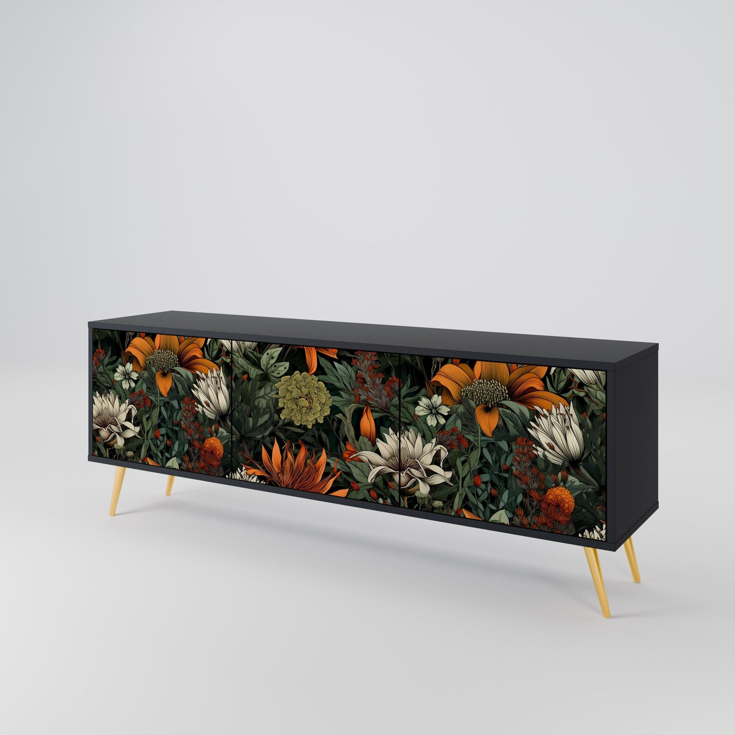 Mobile TV a 3 ante MIDNIGHT SPROUT con finitura nera