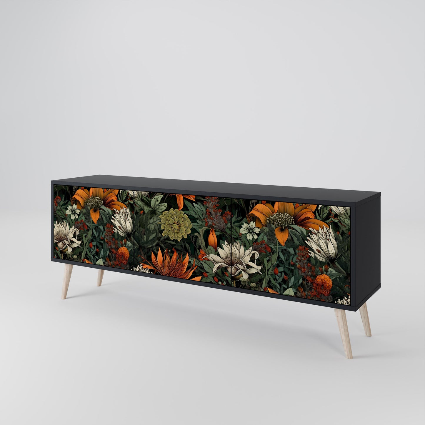 Mobile TV a 3 ante MIDNIGHT SPROUT con finitura nera