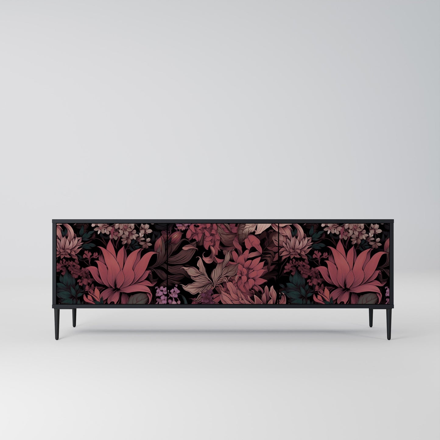 Mobile TV a 3 ante FLORAL WHISPER in finitura nera