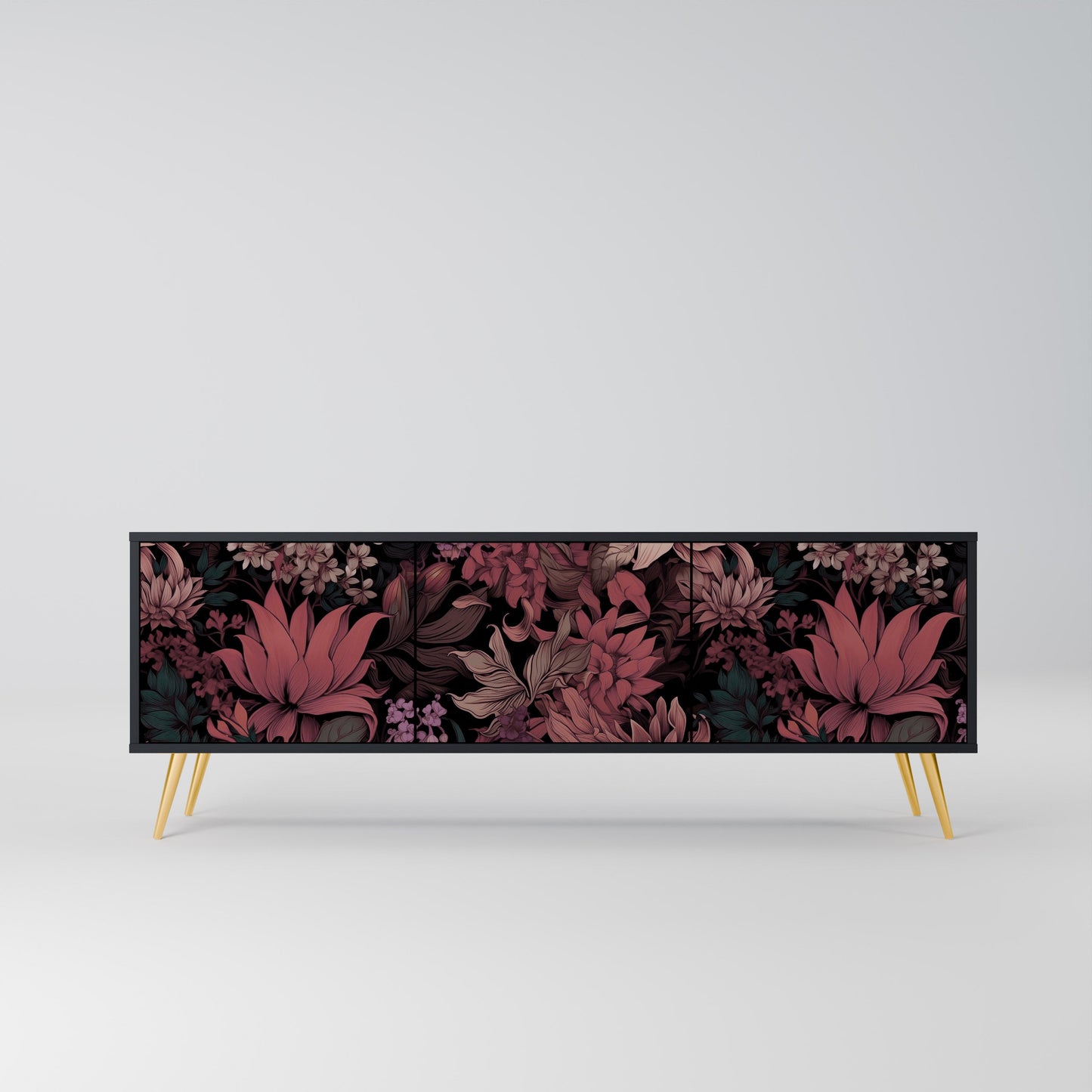Mobile TV a 3 ante FLORAL WHISPER in finitura nera