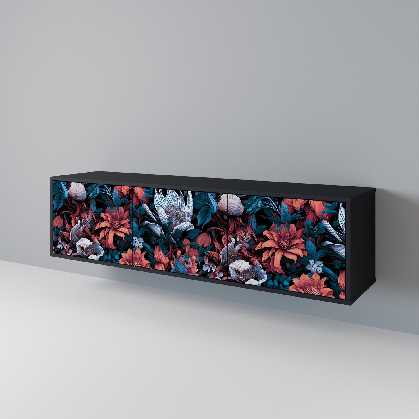 Mobile TV ETHEREAL BLOSSOMS a 3 ante con finitura nera