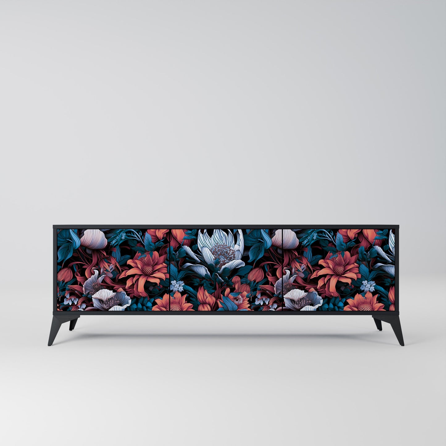 Mobile TV ETHEREAL BLOSSOMS a 3 ante con finitura nera