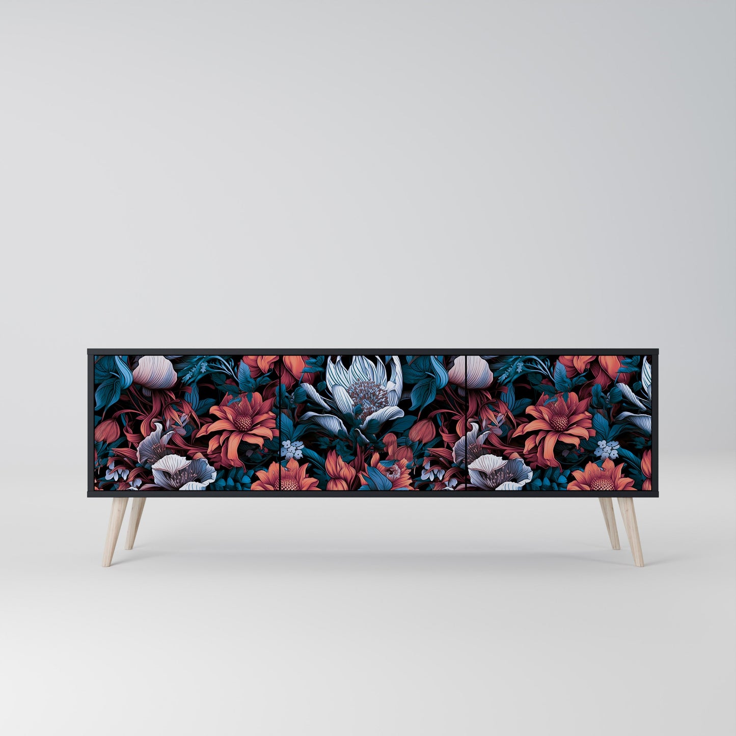 Mobile TV ETHEREAL BLOSSOMS a 3 ante con finitura nera