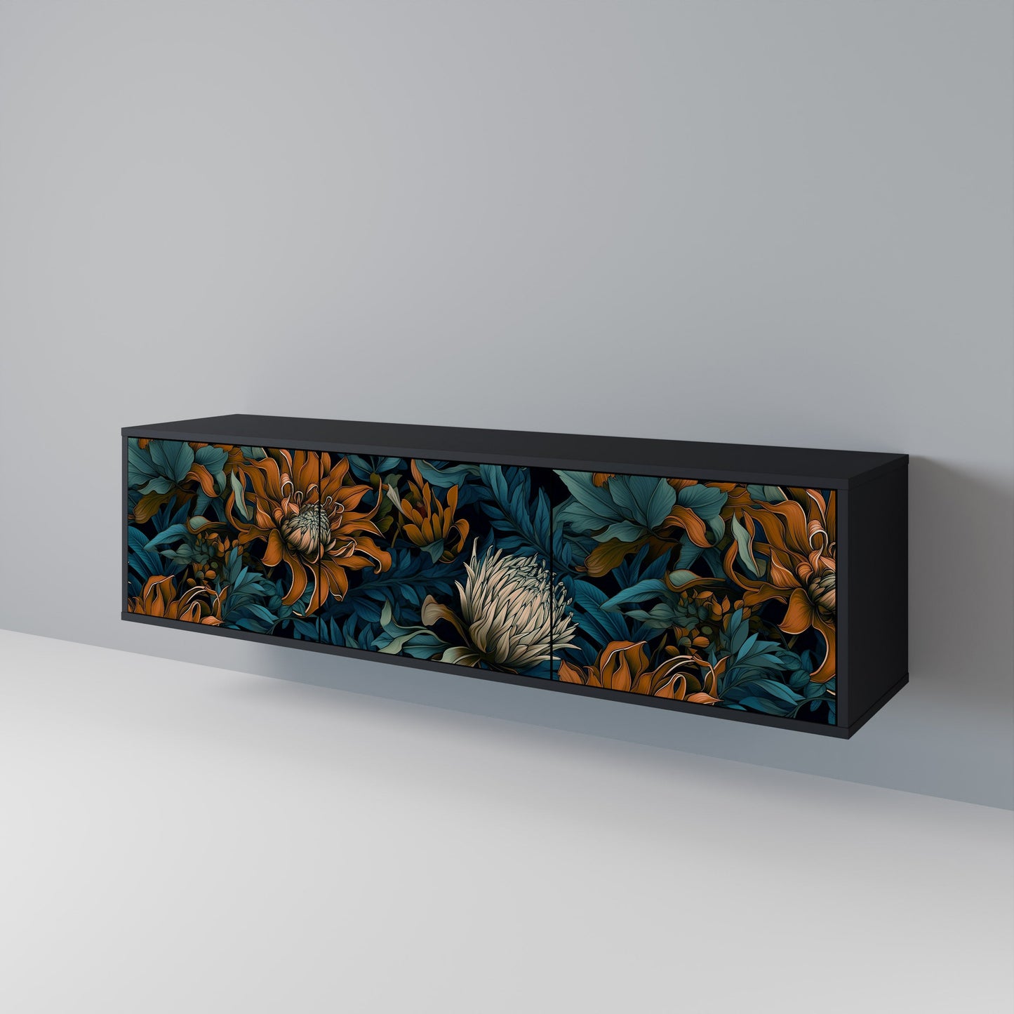 Mobile TV MORNING BLOOM a 3 ante con finitura nera