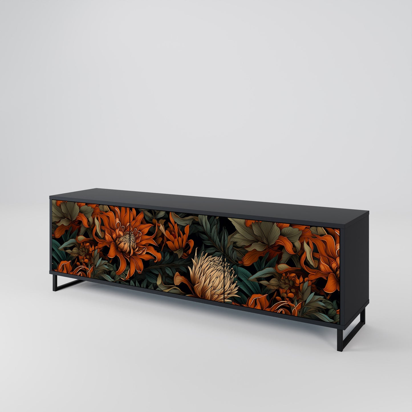 Mobile TV a 3 ante DAWN BLOOM in finitura nera