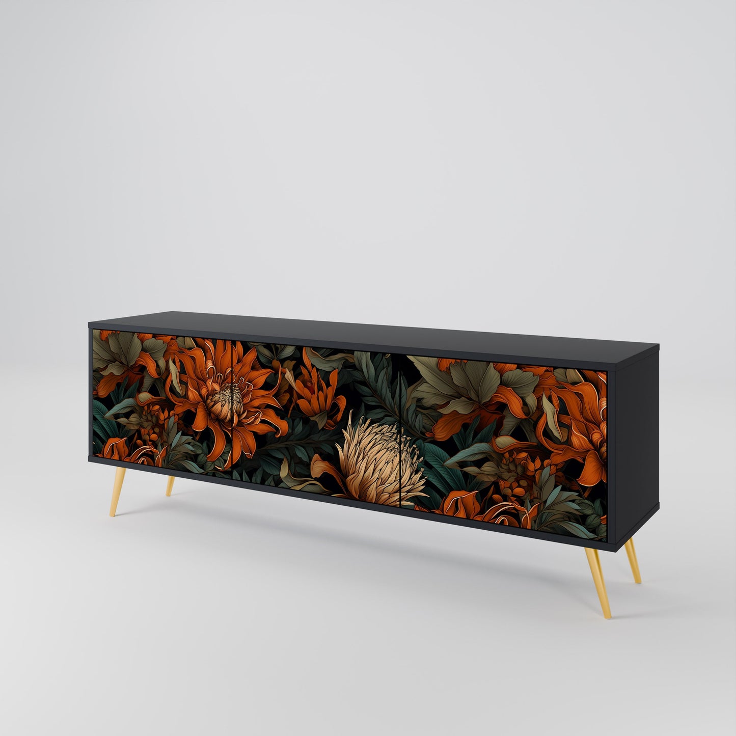 Mobile TV a 3 ante DAWN BLOOM in finitura nera