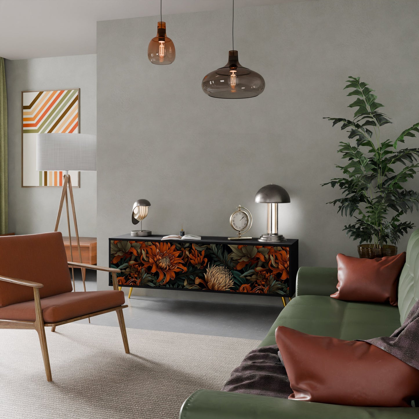 Mobile TV a 3 ante DAWN BLOOM in finitura nera