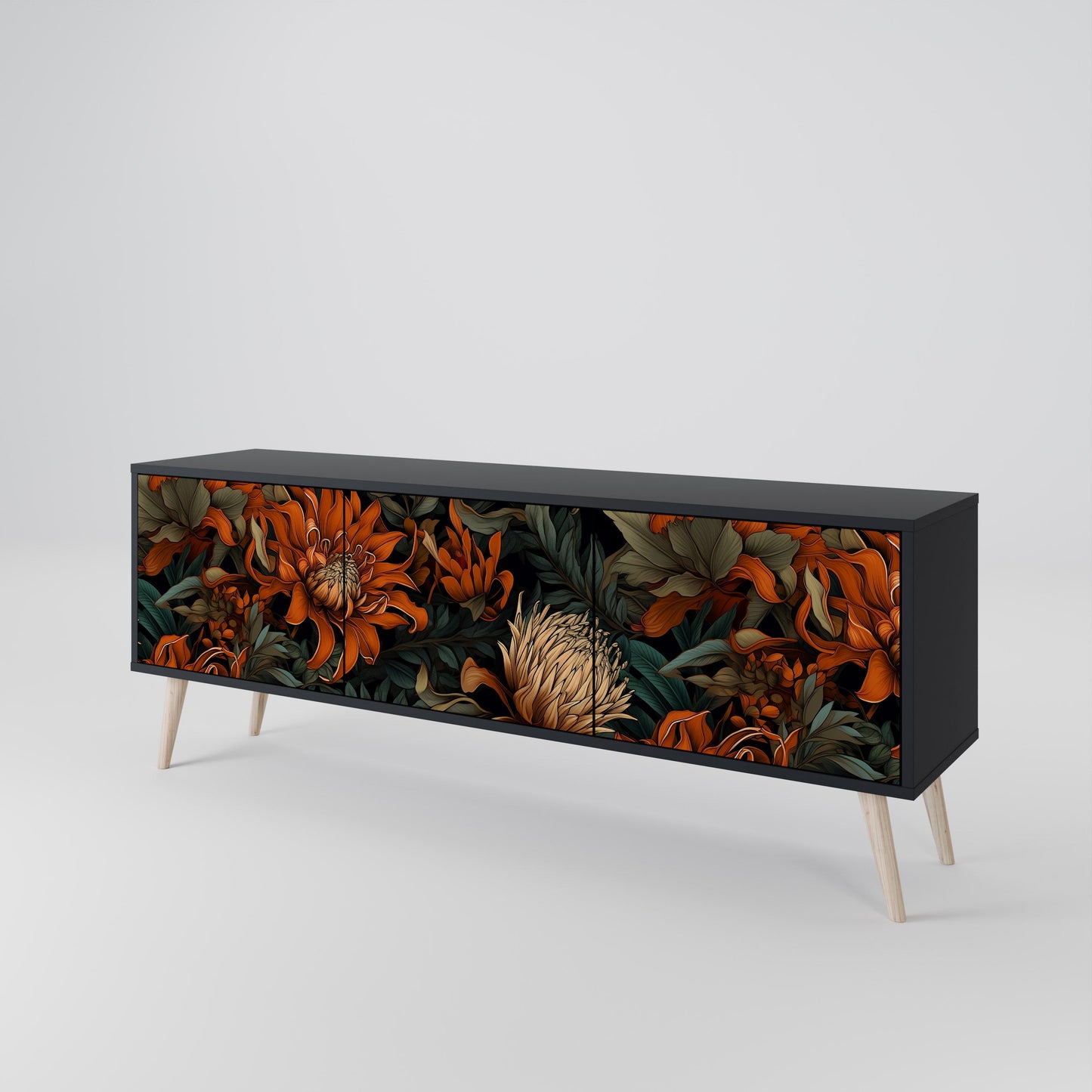 Mobile TV a 3 ante DAWN BLOOM in finitura nera