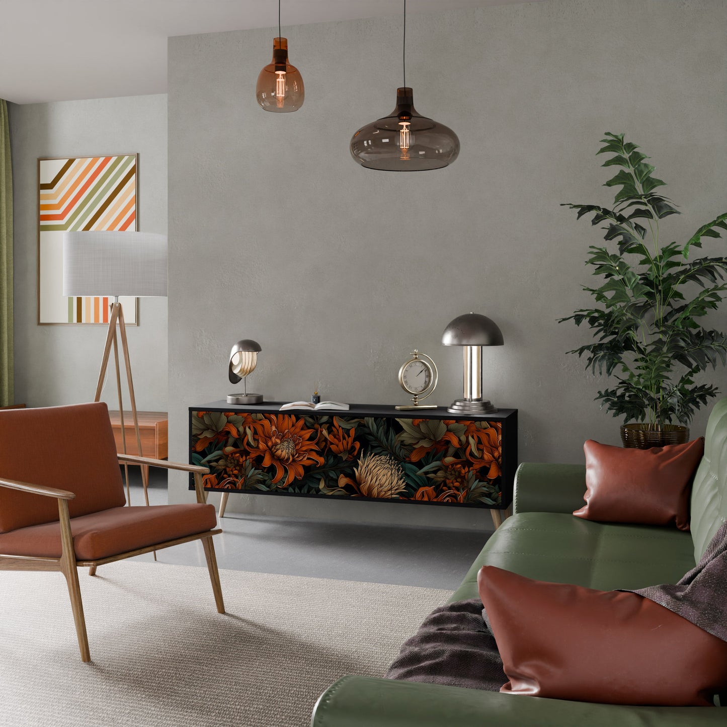 Mobile TV a 3 ante DAWN BLOOM in finitura nera