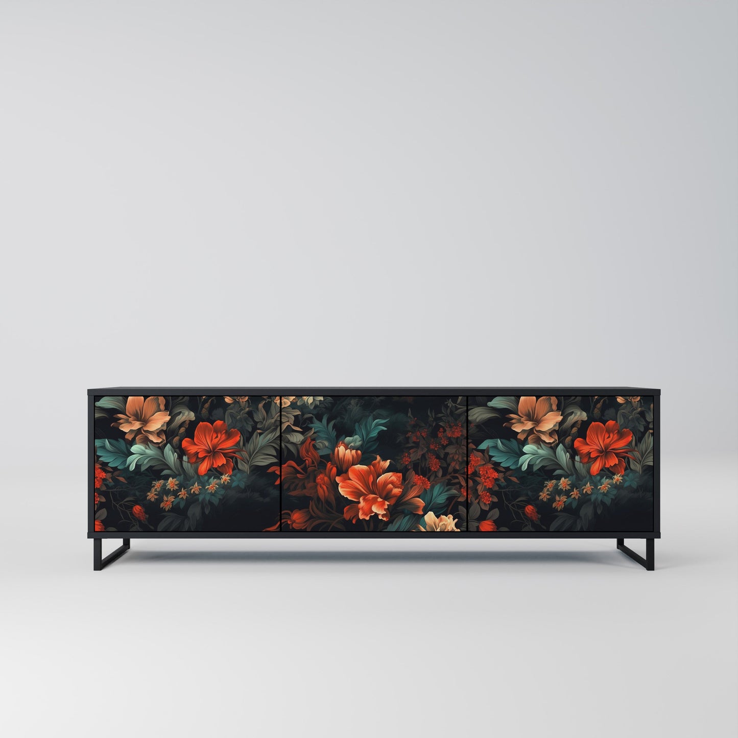 Mobile TV IMAGINARY BLOSSOM a 3 ante con finitura nera