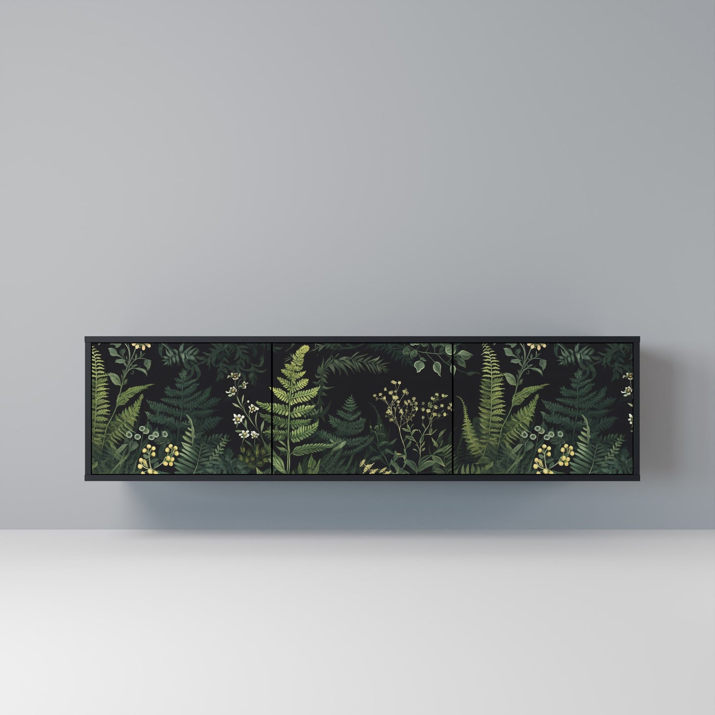 Mobile TV a 3 ante FERN FLOWERS in finitura nera