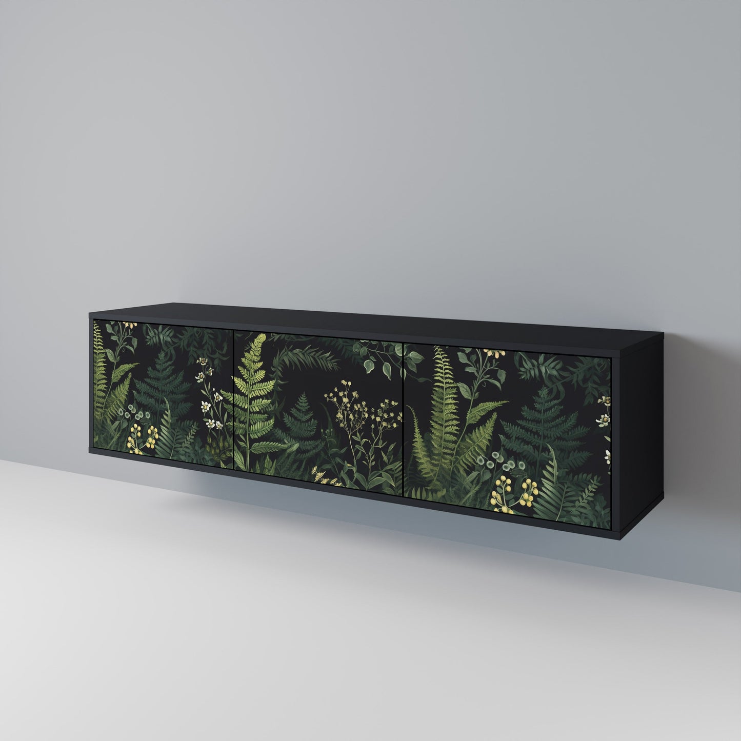Mobile TV a 3 ante FERN FLOWERS in finitura nera