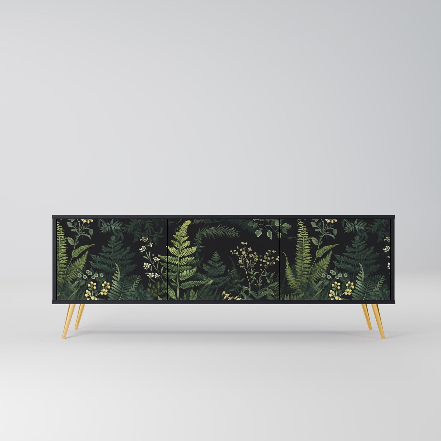 Mobile TV a 3 ante FERN FLOWERS in finitura nera