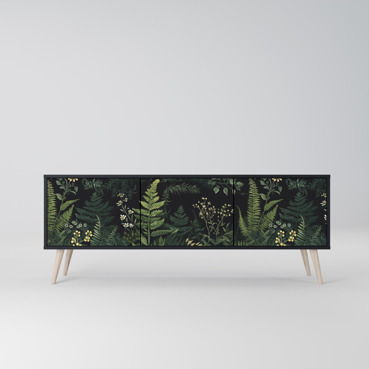 Mobile TV a 3 ante FERN FLOWERS in finitura nera