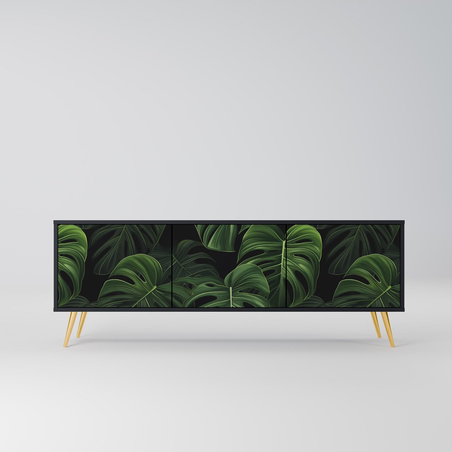 Mobile TV INFINITE MONSTERA a 3 ante con finitura nera