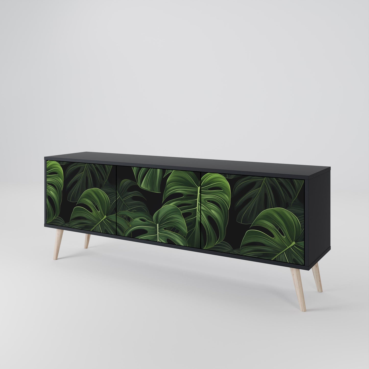 Mobile TV INFINITE MONSTERA a 3 ante con finitura nera