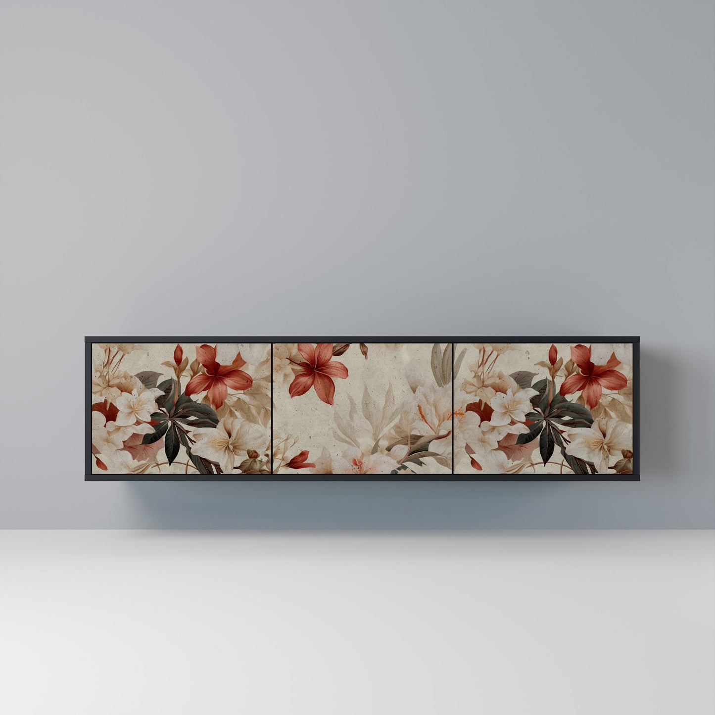 Mobile TV PETAL HARMONY a 3 ante con finitura nera