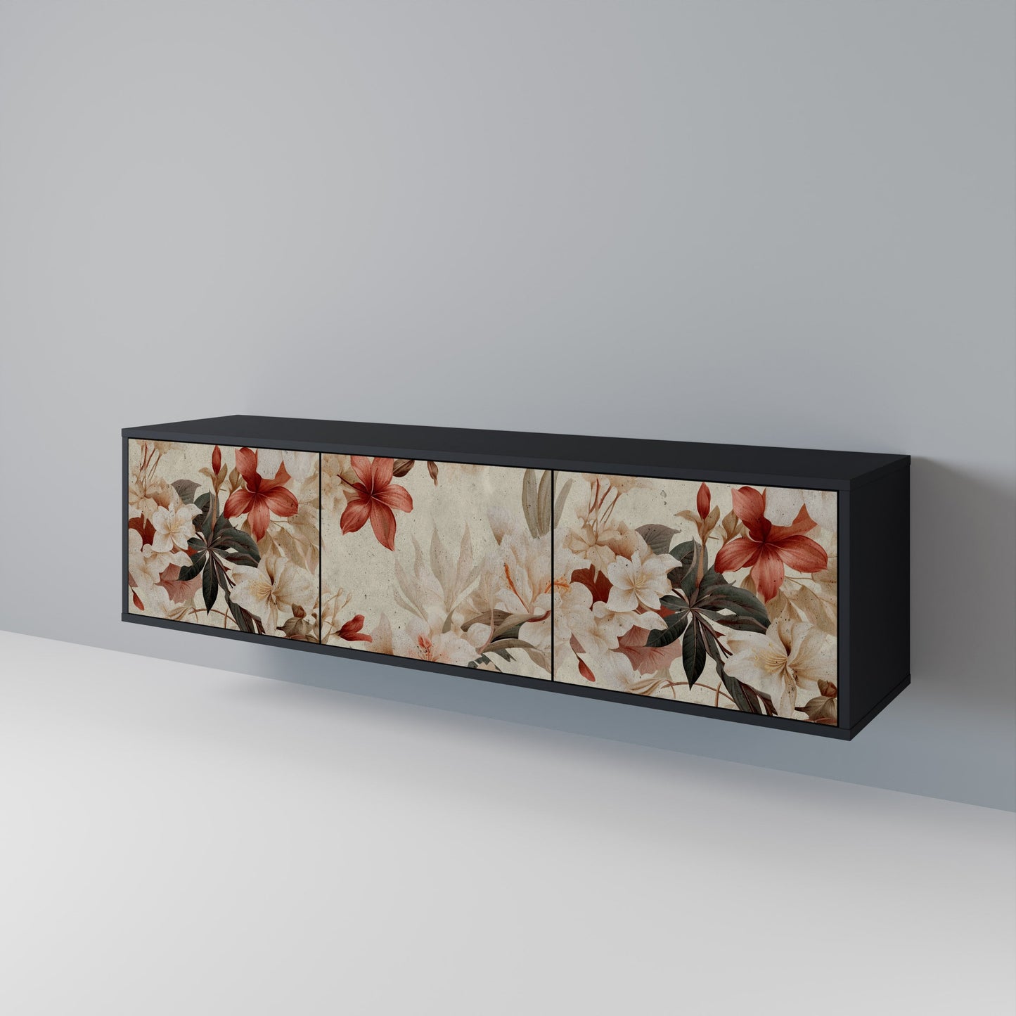 Mobile TV PETAL HARMONY a 3 ante con finitura nera