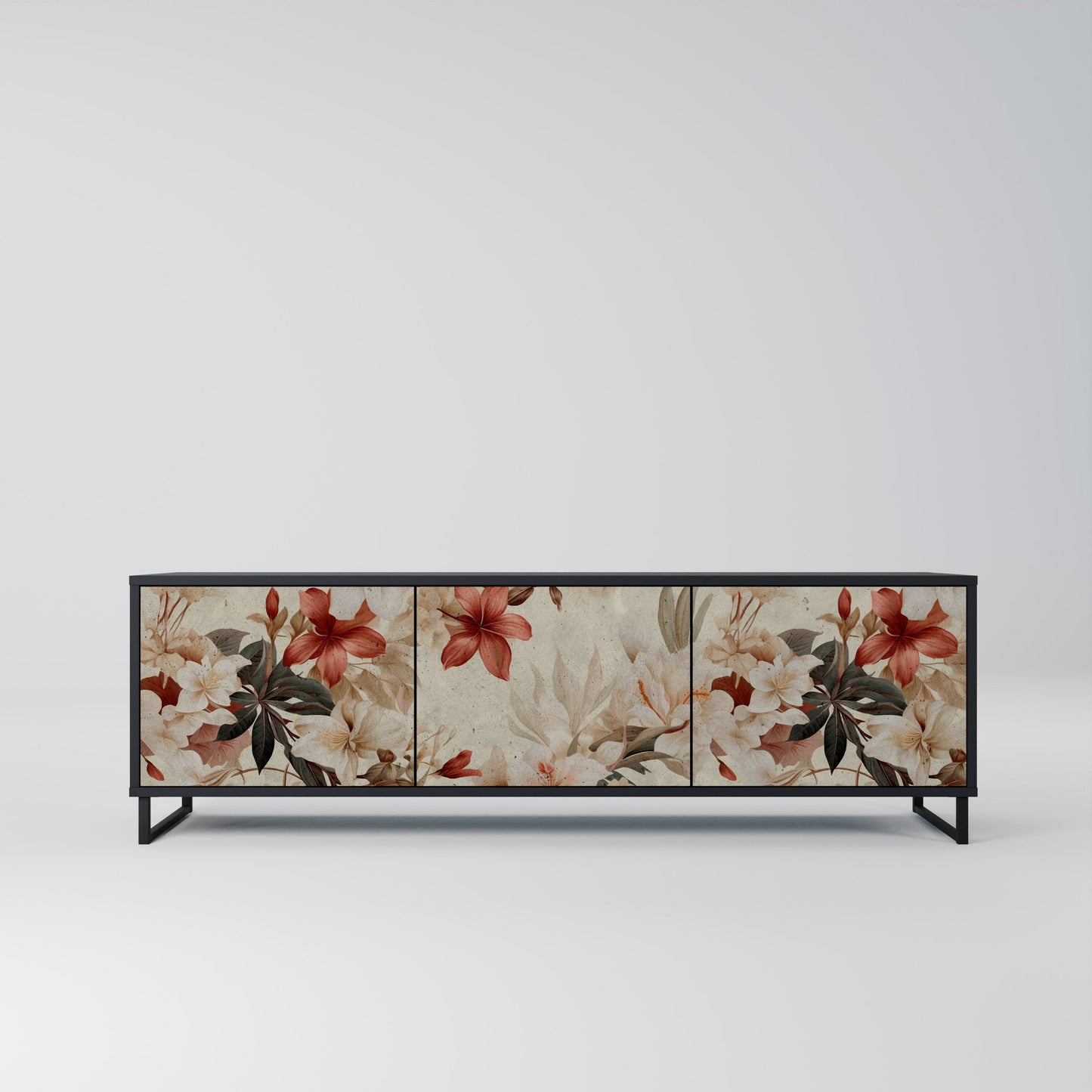 Mobile TV PETAL HARMONY a 3 ante con finitura nera