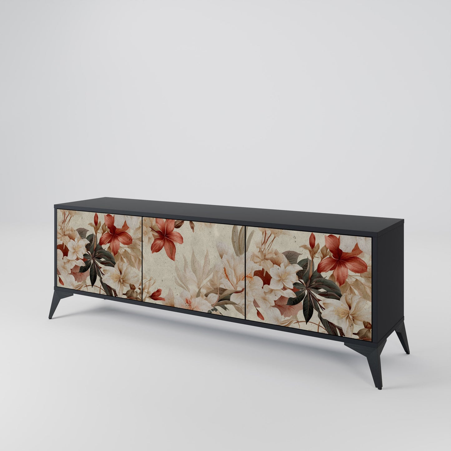 Mobile TV PETAL HARMONY a 3 ante con finitura nera