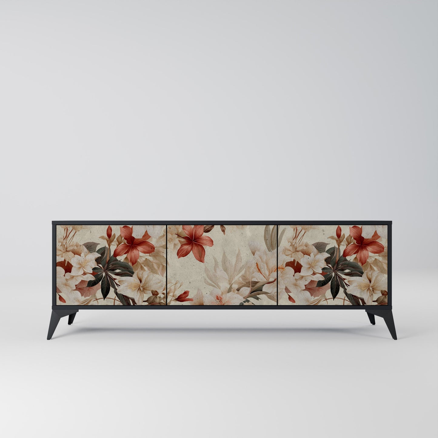 Mobile TV PETAL HARMONY a 3 ante con finitura nera