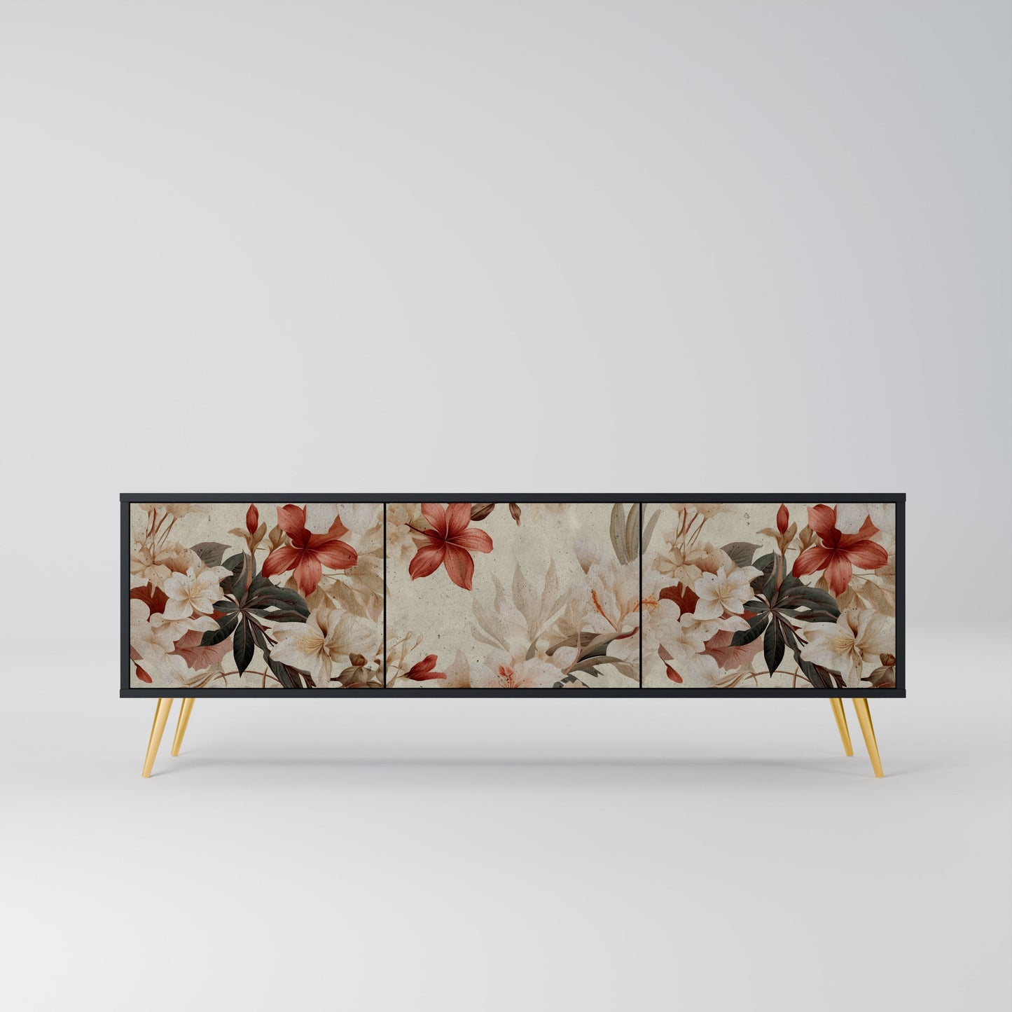 Mobile TV PETAL HARMONY a 3 ante con finitura nera