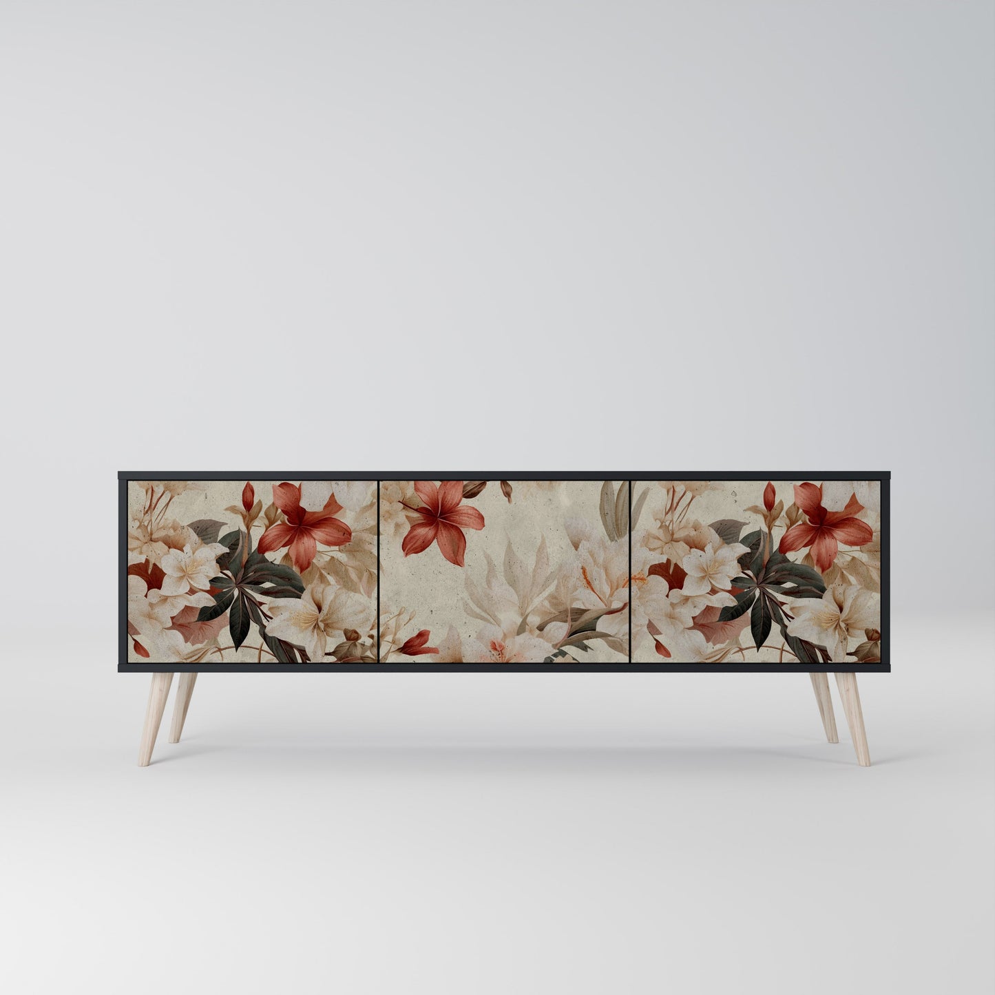 Mobile TV PETAL HARMONY a 3 ante con finitura nera