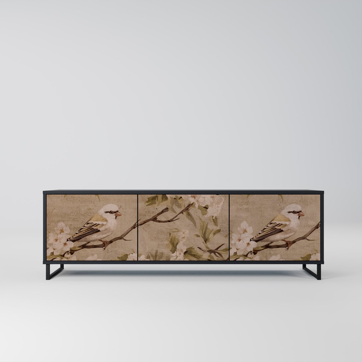Mobile TV PETAL DISTINGUISH a 3 ante con finitura nera