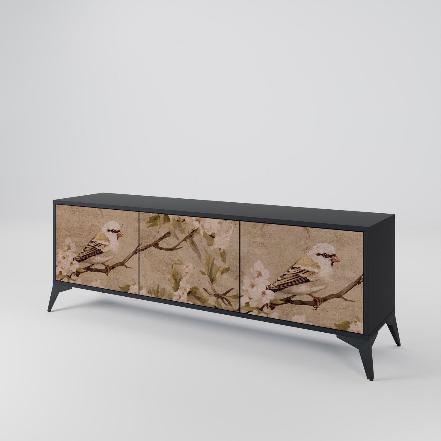 Mobile TV PETAL DISTINGUISH a 3 ante con finitura nera