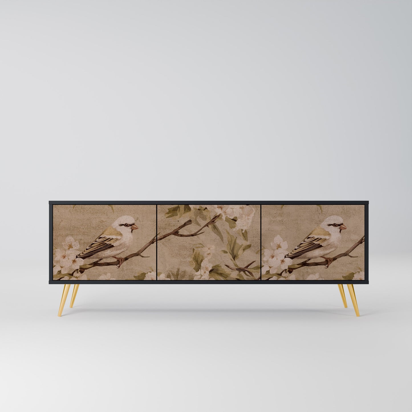 Mobile TV PETAL DISTINGUISH a 3 ante con finitura nera