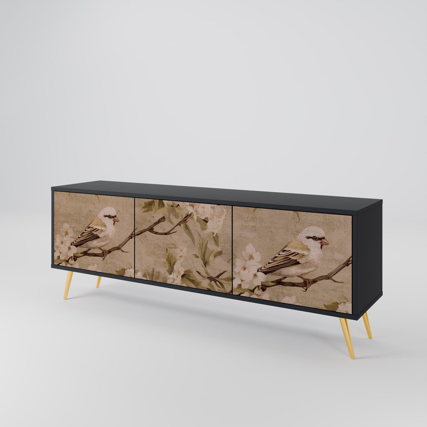 Mobile TV PETAL DISTINGUISH a 3 ante con finitura nera