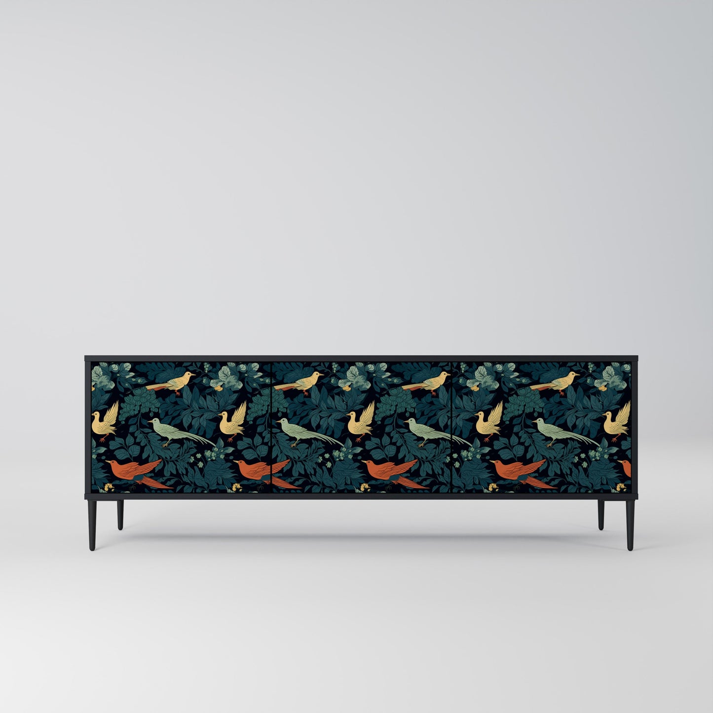 Mobile TV FOWL ORNAMENT a 3 ante con finitura nera