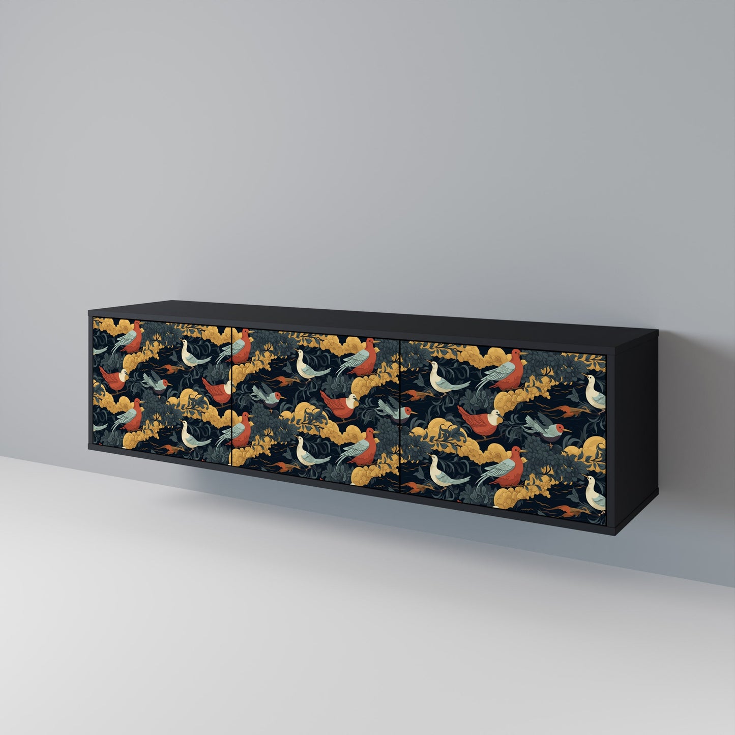Mobile TV FOWLY DAZE a 3 ante con finitura nera