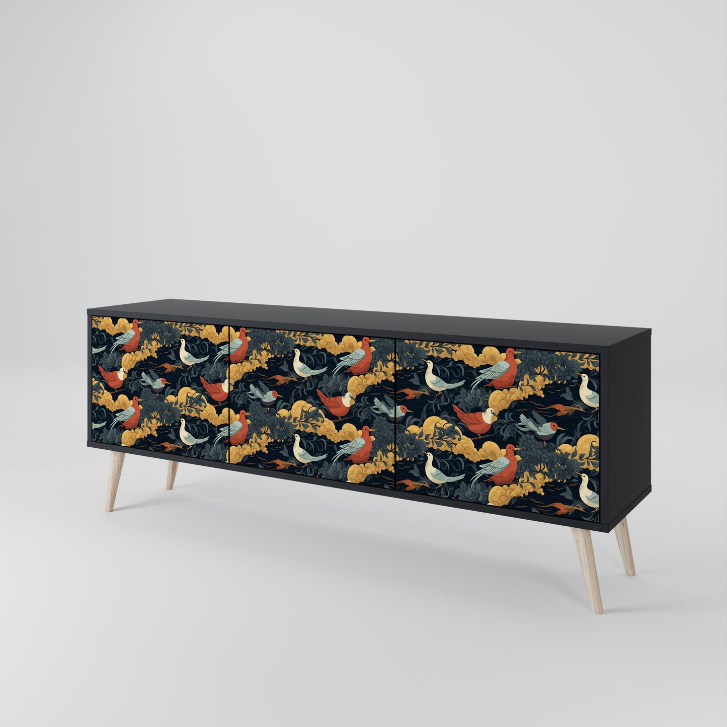 Mobile TV FOWLY DAZE a 3 ante con finitura nera