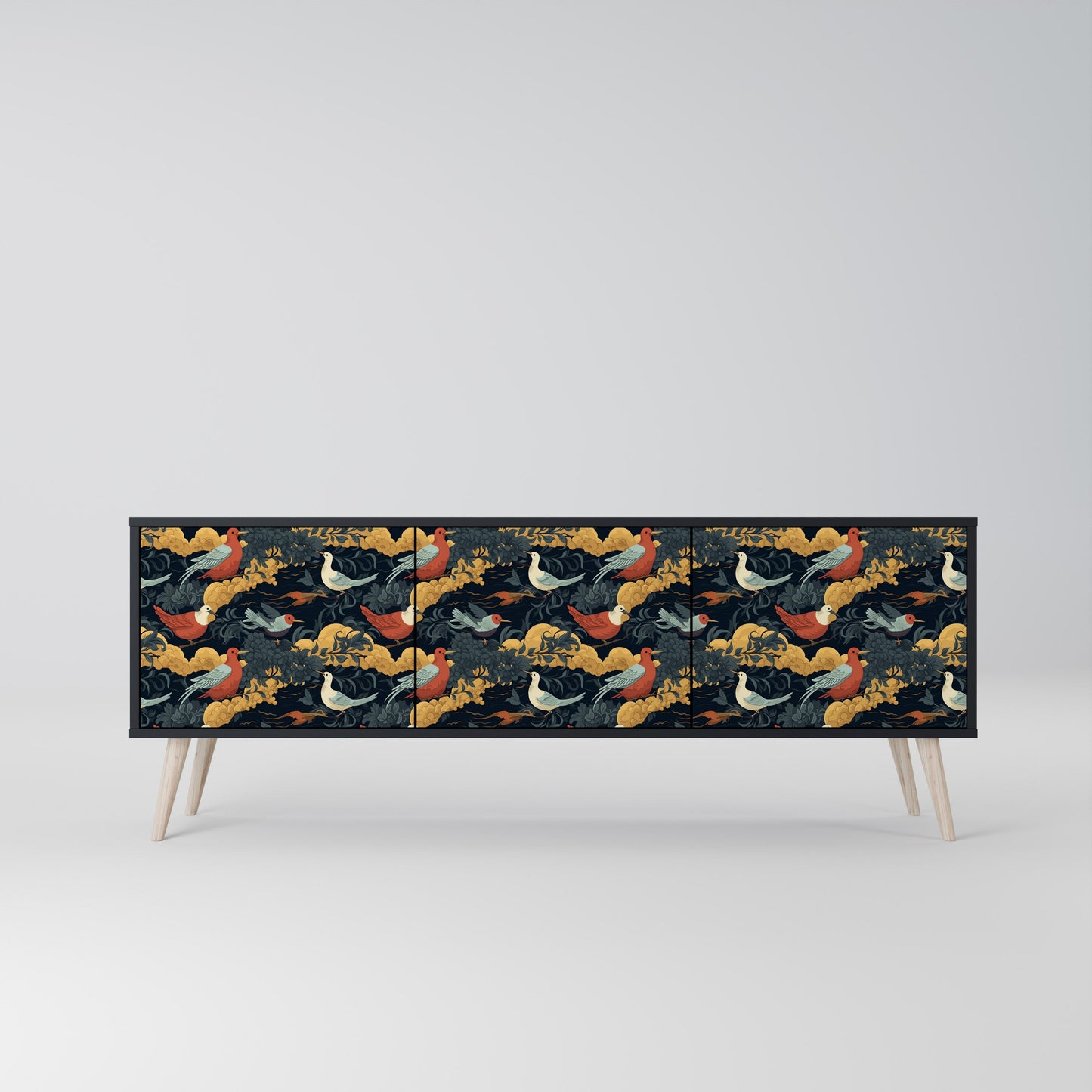 Mobile TV FOWLY DAZE a 3 ante con finitura nera