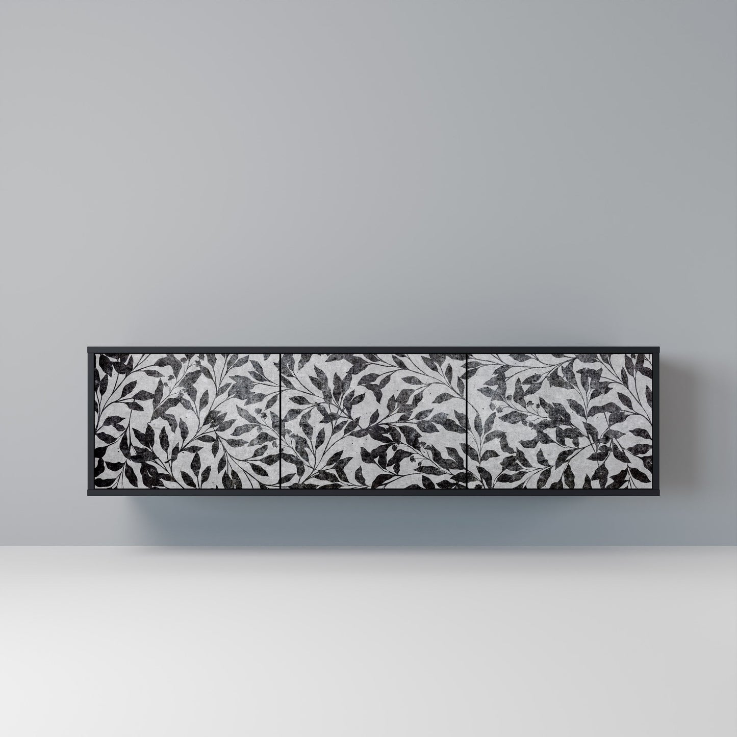 Mobile TV CHARCOAL SPROUT a 3 ante con finitura nera