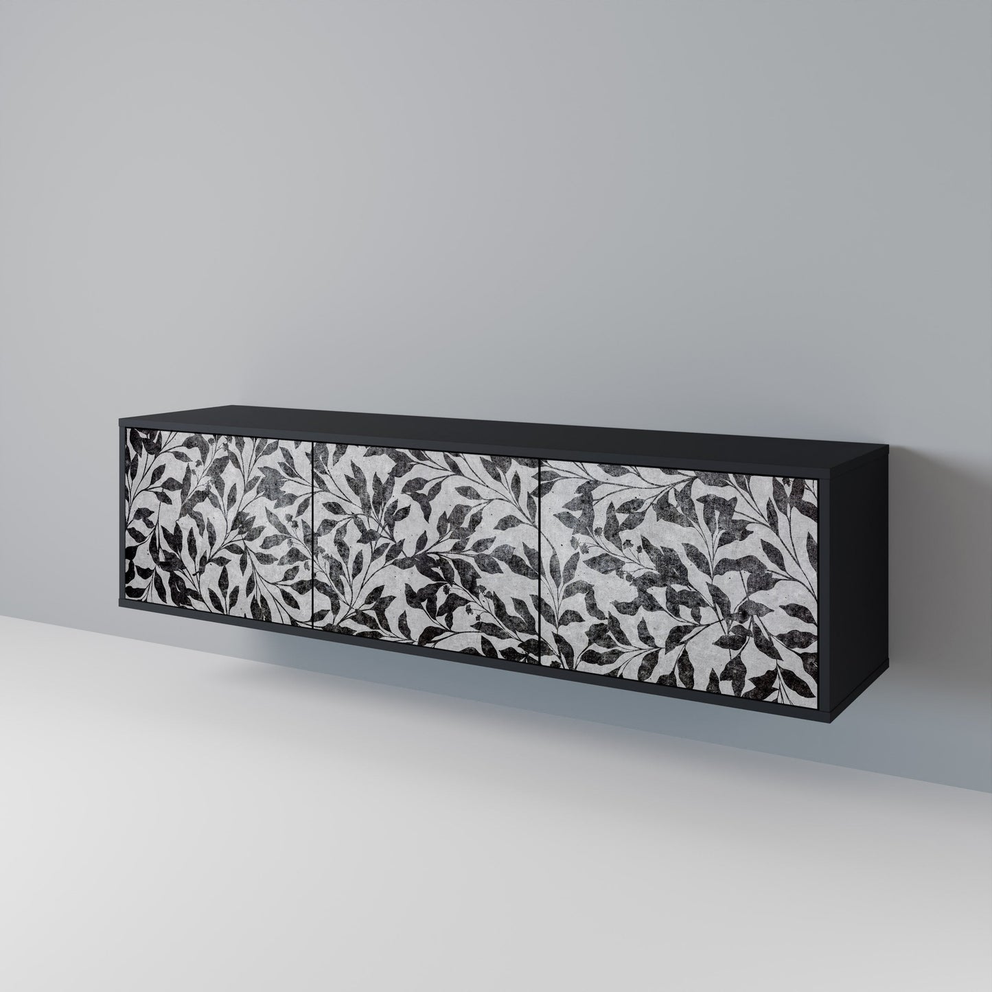 Mobile TV CHARCOAL SPROUT a 3 ante con finitura nera