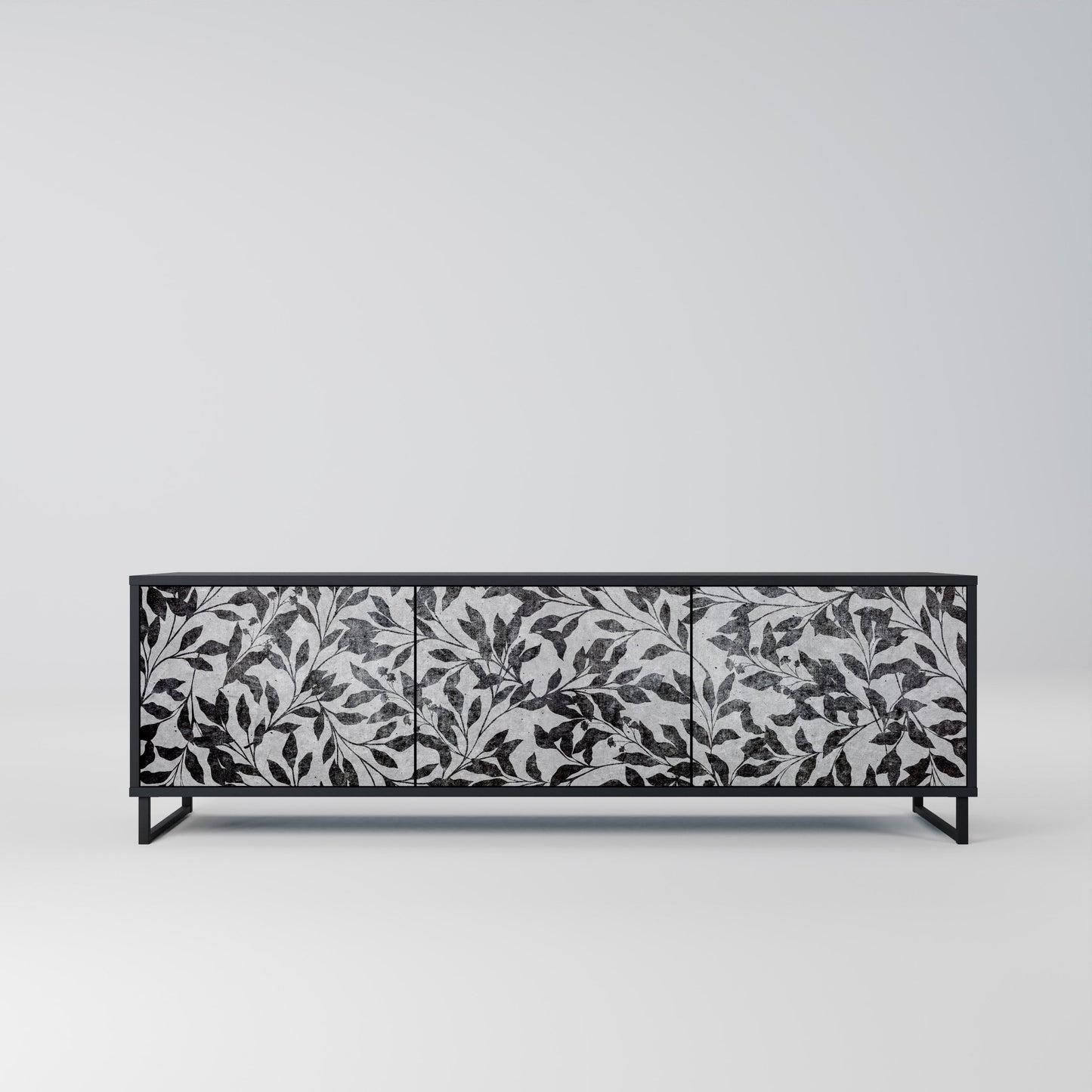 Mobile TV CHARCOAL SPROUT a 3 ante con finitura nera