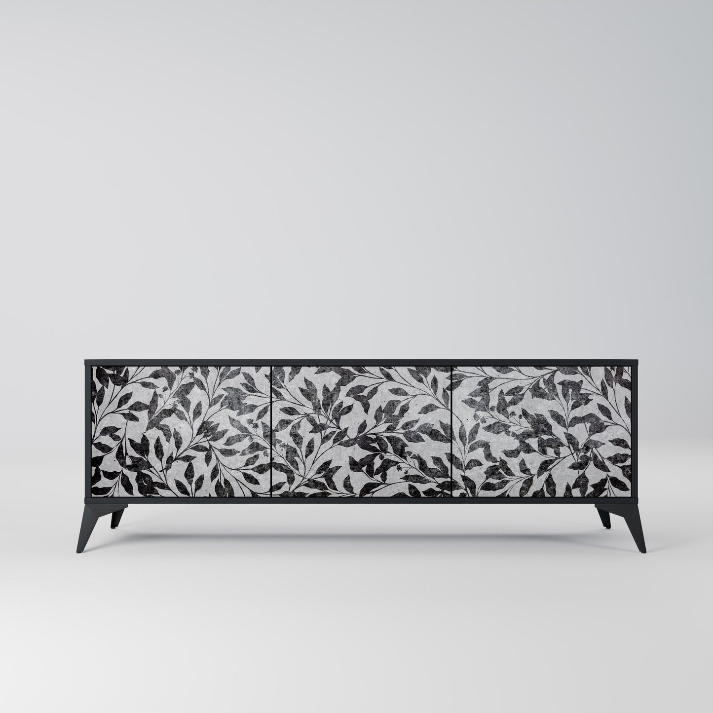 Mobile TV CHARCOAL SPROUT a 3 ante con finitura nera