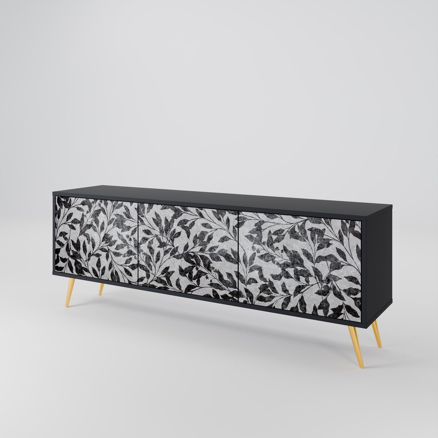 Mobile TV CHARCOAL SPROUT a 3 ante con finitura nera