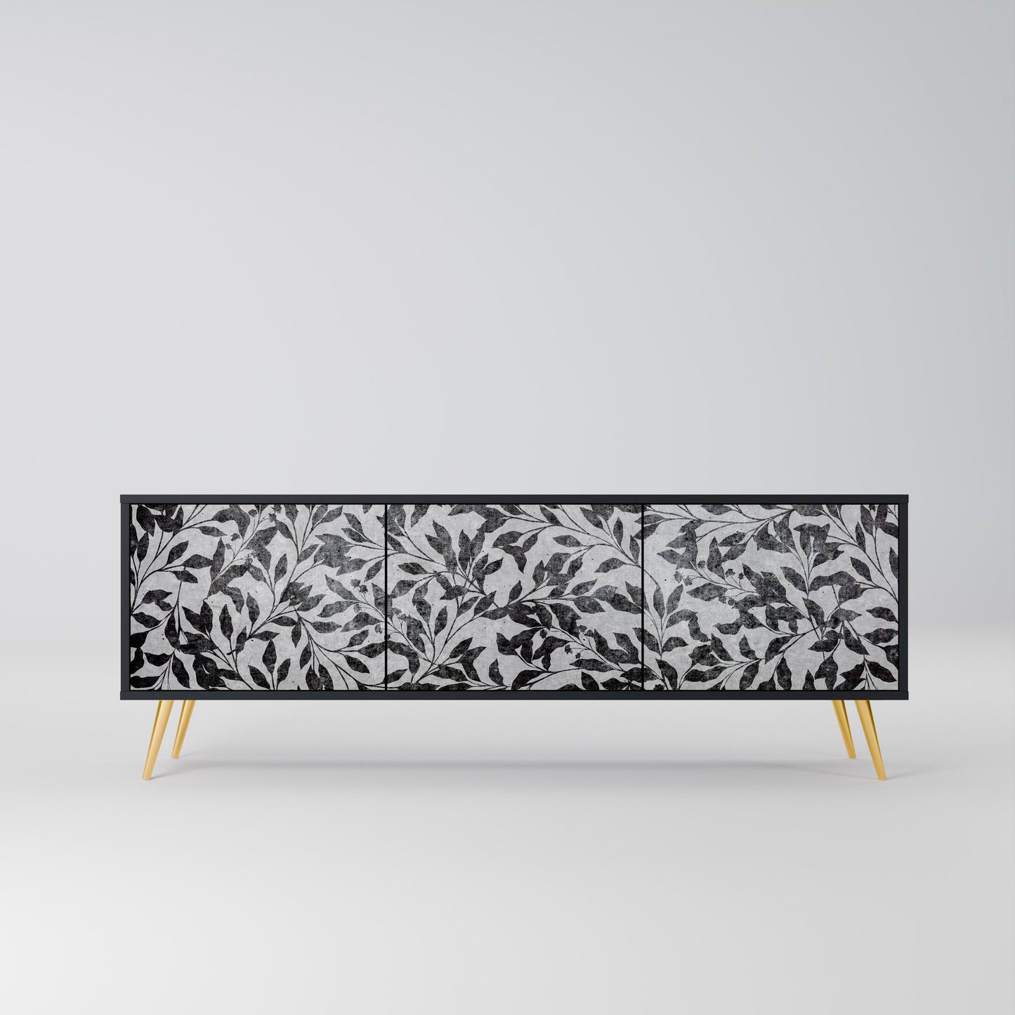 Mobile TV CHARCOAL SPROUT a 3 ante con finitura nera