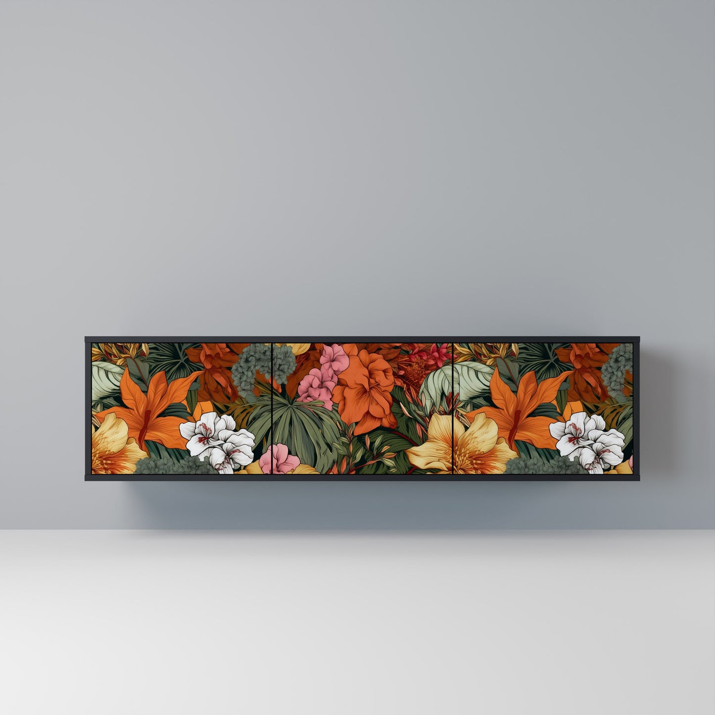 Mobile TV RADIANT FLORA a 3 ante in finitura nera