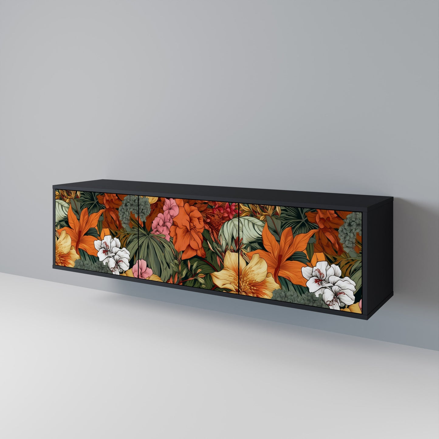 Mobile TV RADIANT FLORA a 3 ante in finitura nera