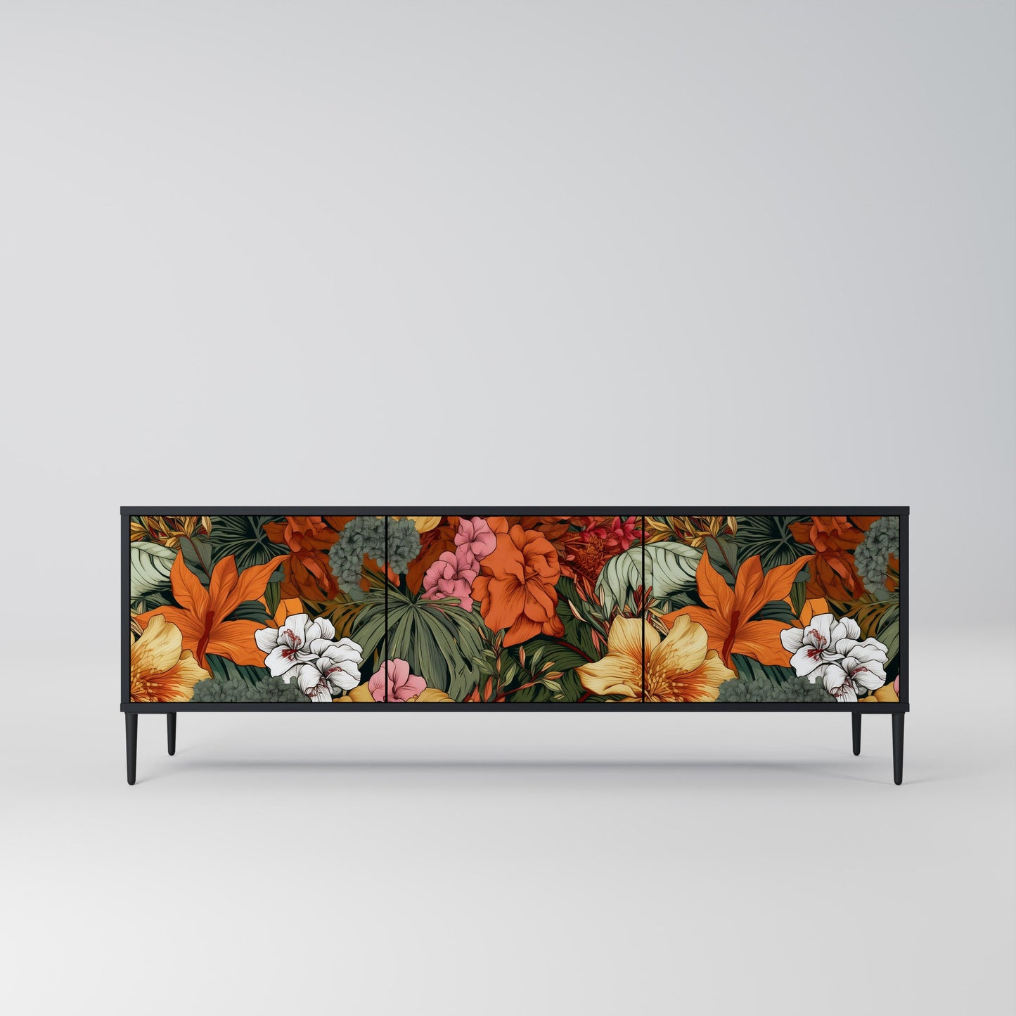 Mobile TV RADIANT FLORA a 3 ante in finitura nera