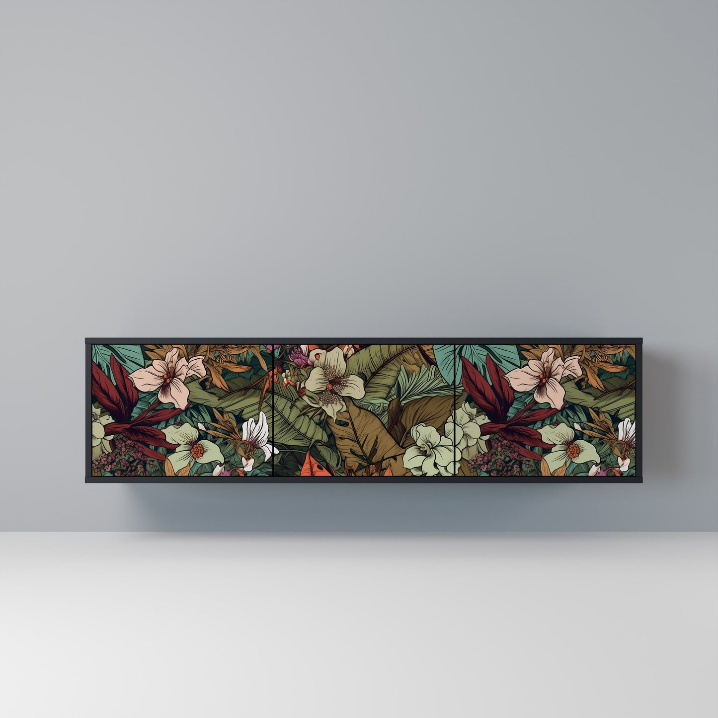 Mobile TV BOTANICAL EMERGENCE a 3 ante con finitura nera