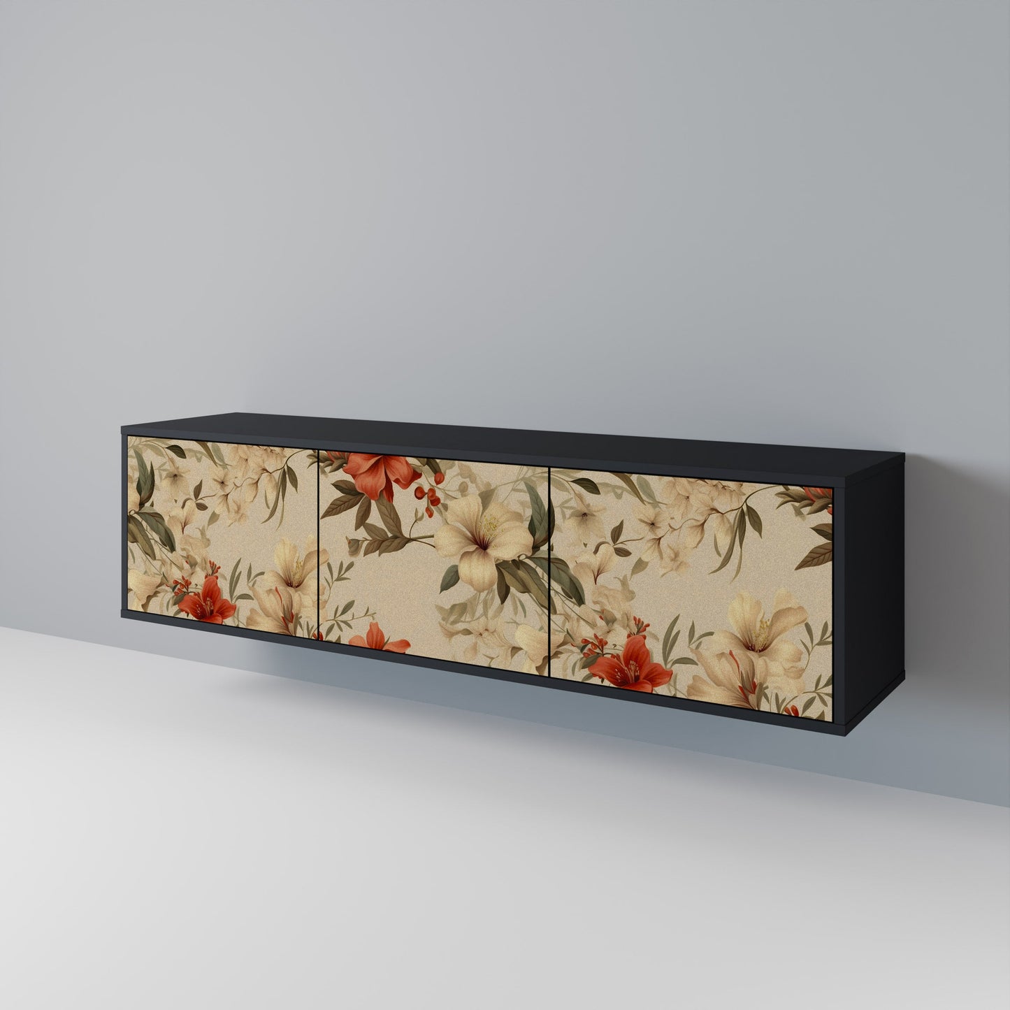 Mobile TV BLOOMING HARMONY a 3 ante con finitura nera
