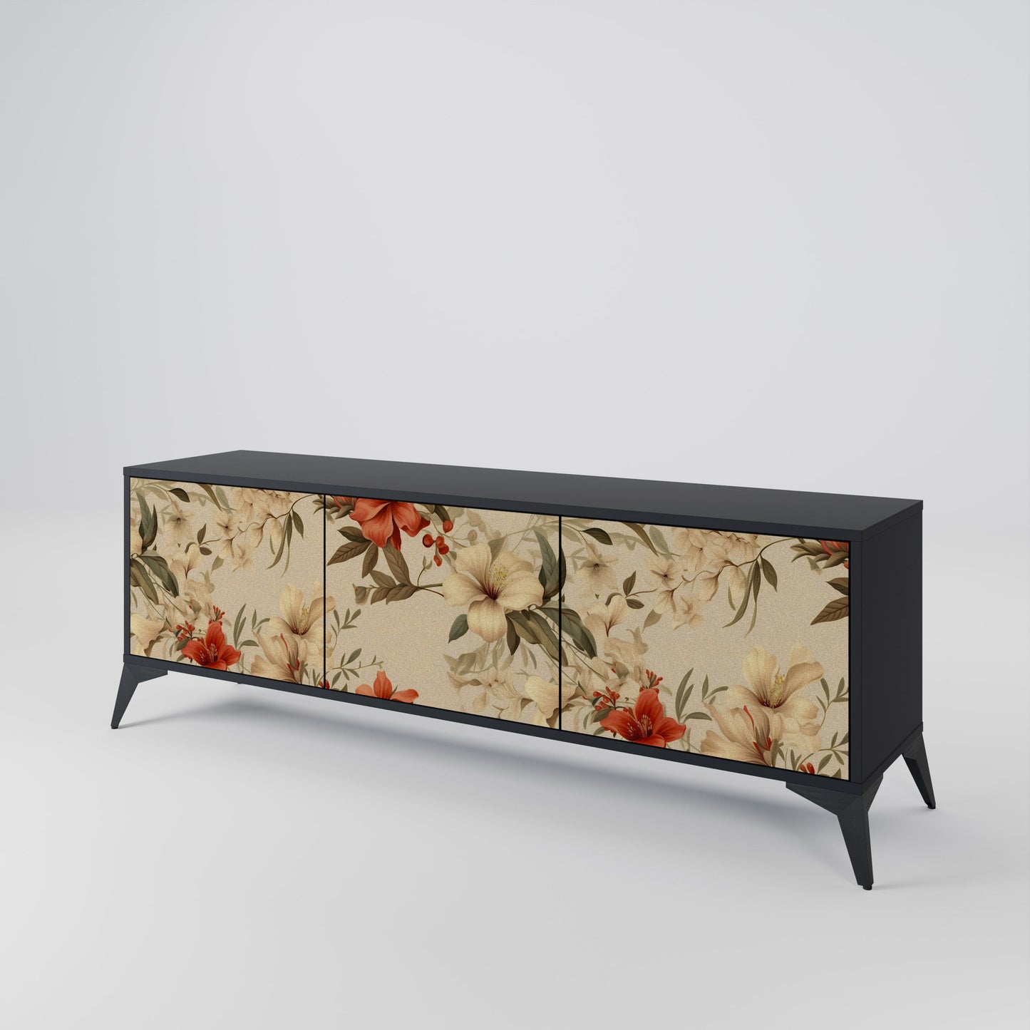 Mobile TV BLOOMING HARMONY a 3 ante con finitura nera