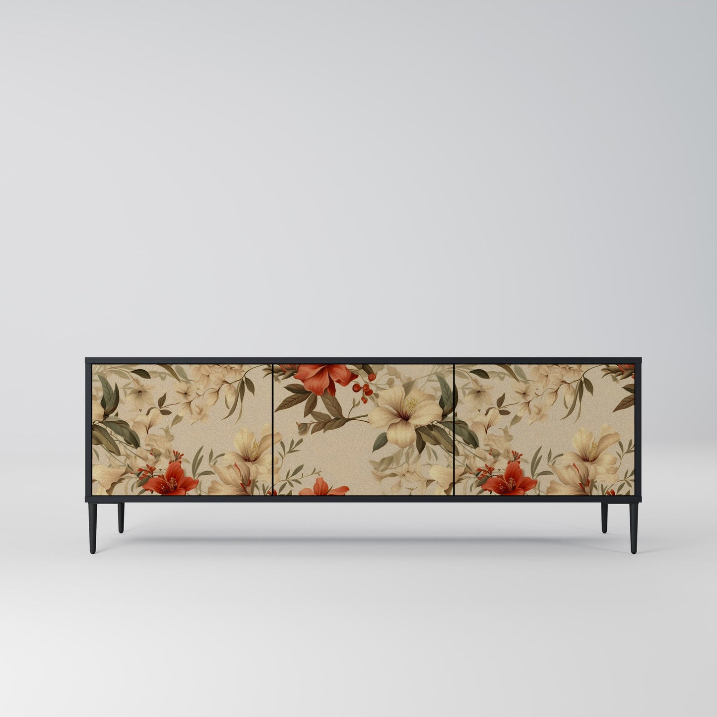 Mobile TV BLOOMING HARMONY a 3 ante con finitura nera